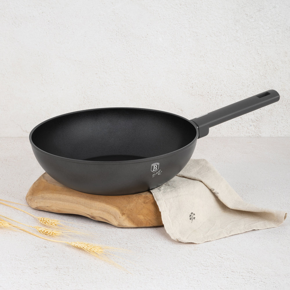 BerlingerHaus Wok Pan Matte Anthracite ø 28 cm - suitable for all heat sources - standard non-stick coating