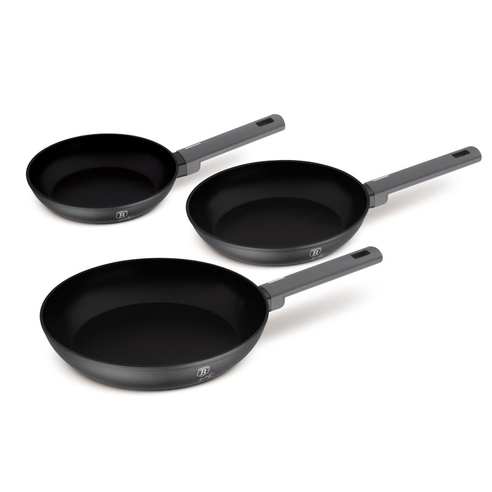 BerlingerHaus Frying Pan Set Matte Anthracite 3-Piece - ø 20, 24 & 28 cm - suitable for all heat sources - standard non-stick coating