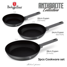 BerlingerHaus Frying Pan Set Matte Anthracite 3-Piece - ø 20, 24 & 28 cm - suitable for all heat sources - standard non-stick coating