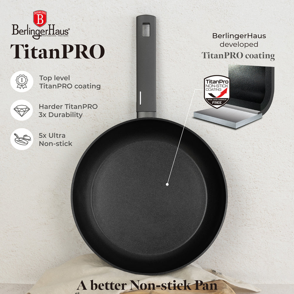 BerlingerHaus Frying Pan Set Matte Anthracite 3-Piece - ø 20, 24 & 28 cm - suitable for all heat sources - standard non-stick coating