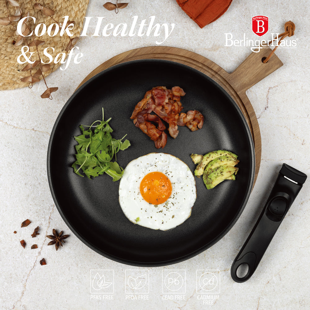 BerlingerHaus Cookware Set Click-it Matte Anthracite 6-piece - Cooking Pot ø 16 & 20 cm, Frying Pan ø 20 & 24 cm - Suitable for All Heat Sources