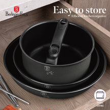 BerlingerHaus Cookware Set Click-it Matte Anthracite 6-piece - Cooking Pot ø 16 & 20 cm, Frying Pan ø 20 & 24 cm - Suitable for All Heat Sources