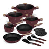 BerlingerHaus Cookware Set Nordic Matte Bordeaux 11-Piece - Cooking Pot ø 20, 24, 28 cm, Frying Pan ø 24, 28 cm & Saucepan ø 16 cm - Suitable for All Heat Sources
