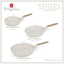 BerlingerHaus Set de Sartenes Nordic Mat Crème 3-Piezas - ø 20, 24 & 28 cm - apto para todas las fuentes de calor - recubrimiento antiadherente estándar
