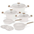 BerlingerHaus Cookware Set Nordic Mat Crème 7-Piece - Cooking Pot ø 20, 24, 28 cm & Frying Pan ø 20, 24 cm - Suitable for All Heat Sources