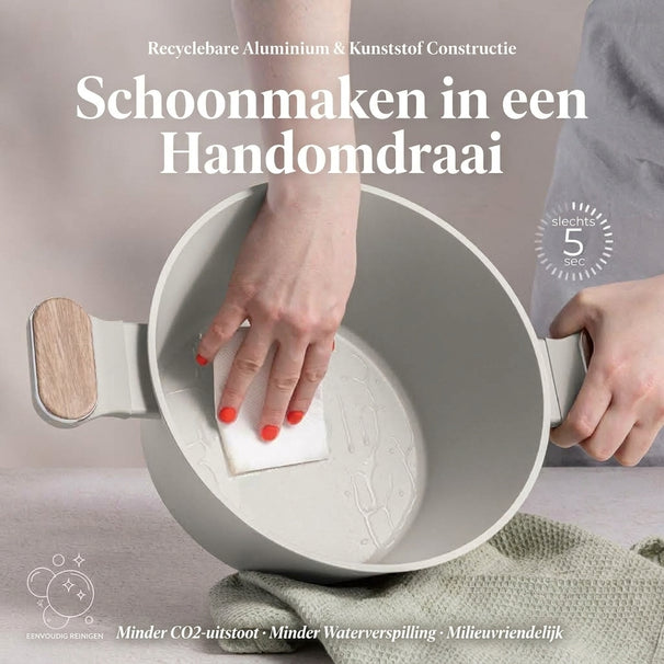 BerlingerHaus Cookware Set Nordic Mat Crème 7-Piece - Cooking Pot ø 20, 24, 28 cm & Frying Pan ø 20, 24 cm - Suitable for All Heat Sources