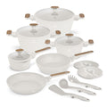 BerlingerHaus Cookware Set Nordic Matte Cream 11-Piece - Cooking Pot ø 20, 24, 28 cm, Frying Pan ø 24, 28 cm & Saucepan ø 16 cm - Suitable for All Heat Sources