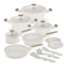 BerlingerHaus Cookware Set Nordic Matte Cream 11-Piece - Cooking Pot ø 20, 24, 28 cm, Frying Pan ø 24, 28 cm & Saucepan ø 16 cm - Suitable for All Heat Sources