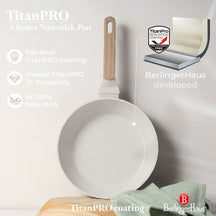 BerlingerHaus Cookware Set Nordic Matte Cream 11-Piece - Cooking Pot ø 20, 24, 28 cm, Frying Pan ø 24, 28 cm & Saucepan ø 16 cm - Suitable for All Heat Sources