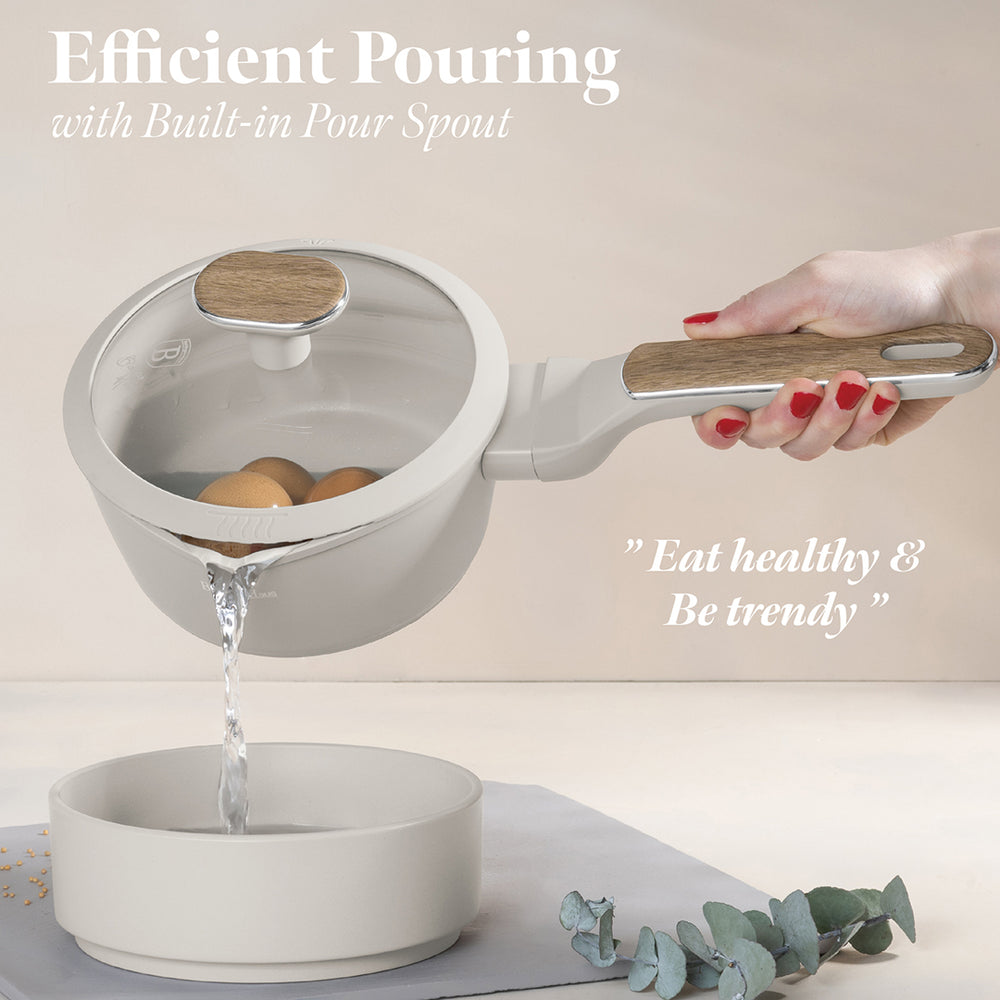 BerlingerHaus Cookware Set Nordic Matte Cream 11-Piece - Cooking Pot ø 20, 24, 28 cm, Frying Pan ø 24, 28 cm & Saucepan ø 16 cm - Suitable for All Heat Sources