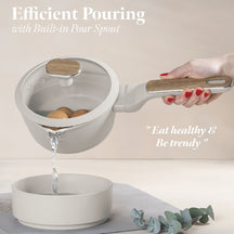 BerlingerHaus Cookware Set Nordic Matte Cream 11-Piece - Cooking Pot ø 20, 24, 28 cm, Frying Pan ø 24, 28 cm & Saucepan ø 16 cm - Suitable for All Heat Sources
