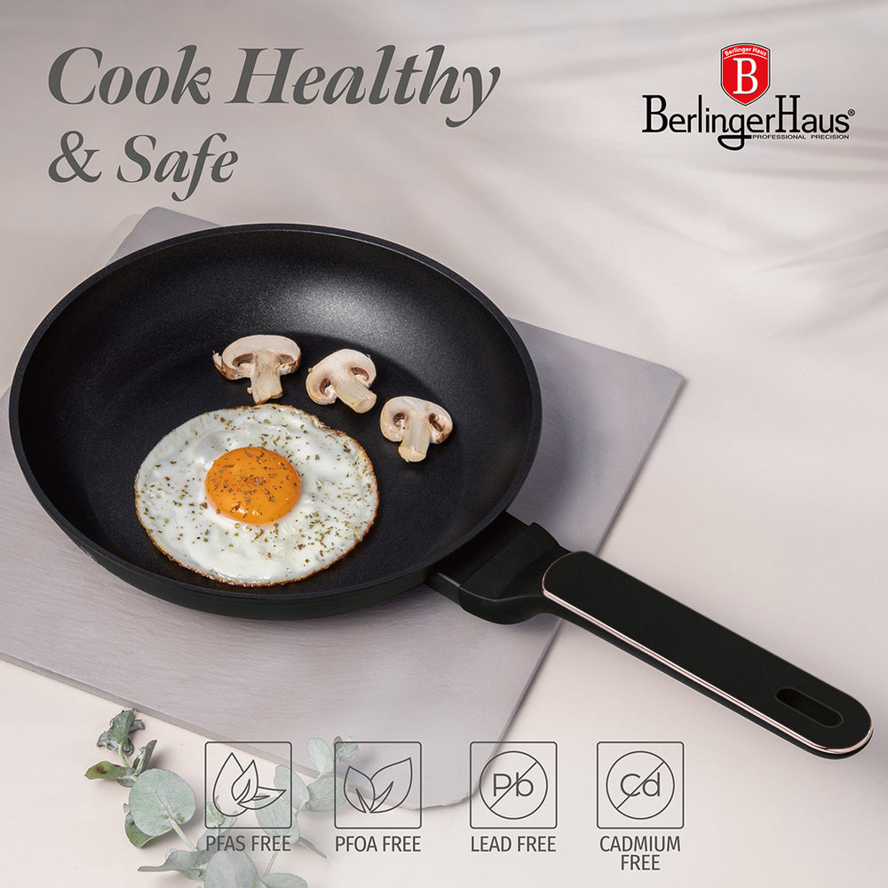 BerlingerHaus Frying Pan Black Rose Gold ø 24 cm - suitable for all heat sources - standard non-stick coating