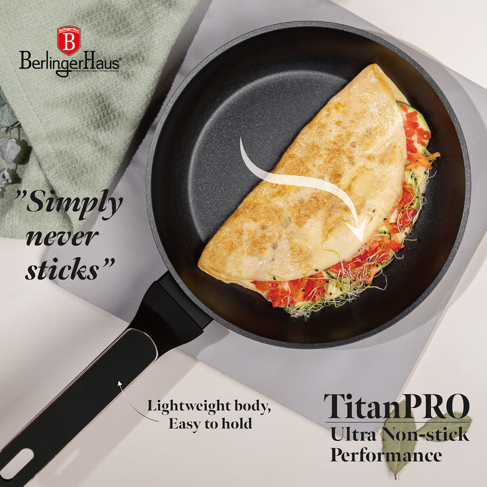BerlingerHaus Frying Pan Black Rose Gold ø 24 cm - suitable for all heat sources - standard non-stick coating