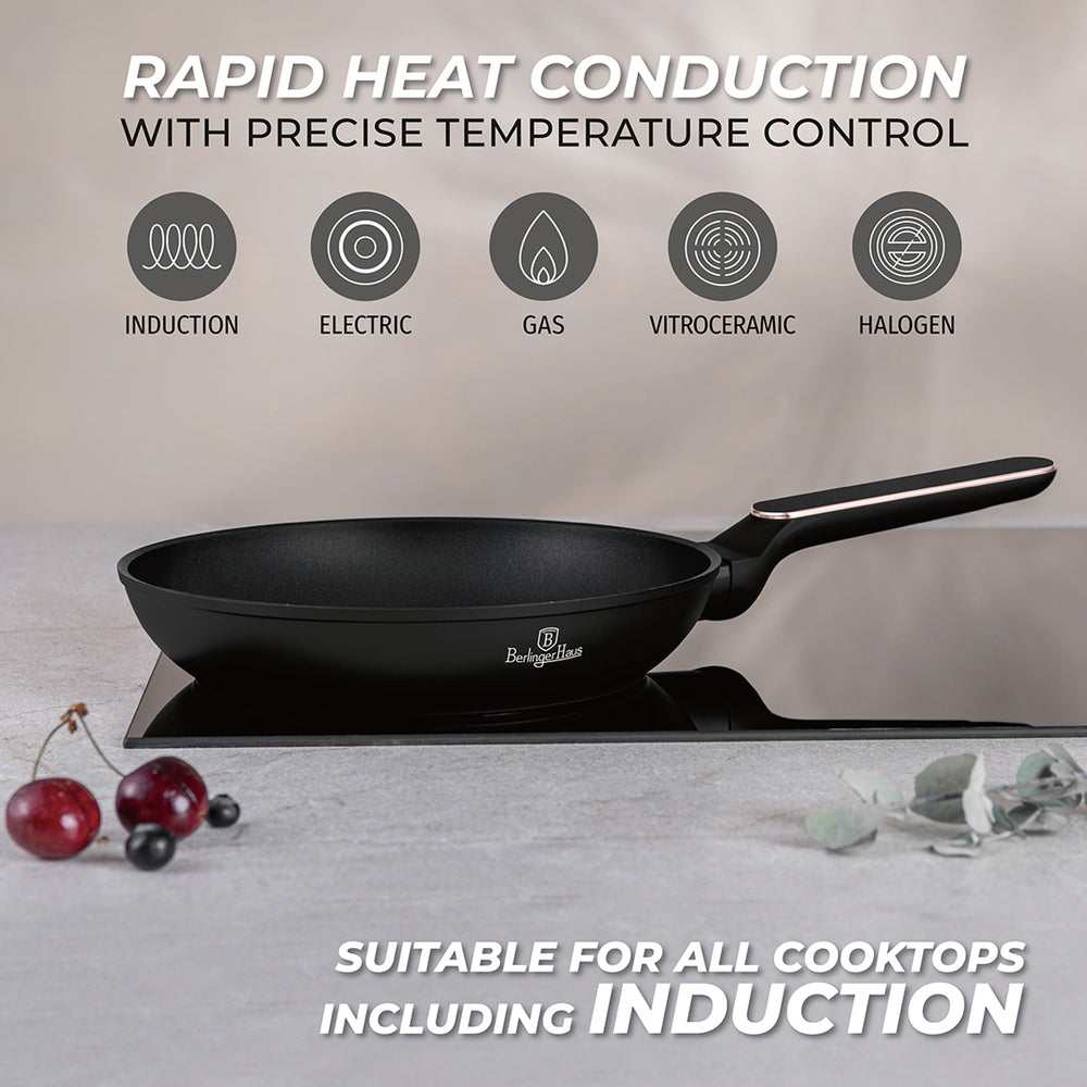 BerlingerHaus Frying Pan Black Rose Gold ø 24 cm - suitable for all heat sources - standard non-stick coating