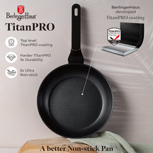 BerlingerHaus Frying Pan Black Rose Gold ø 24 cm - suitable for all heat sources - standard non-stick coating
