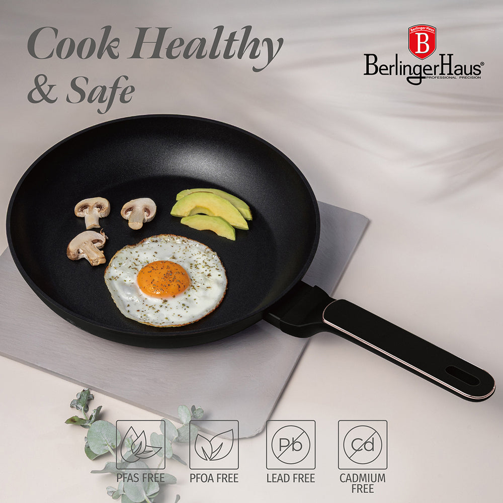 BerlingerHaus Frying Pan Black Rose Gold ø 28 cm - suitable for all heat sources - standard non-stick coating