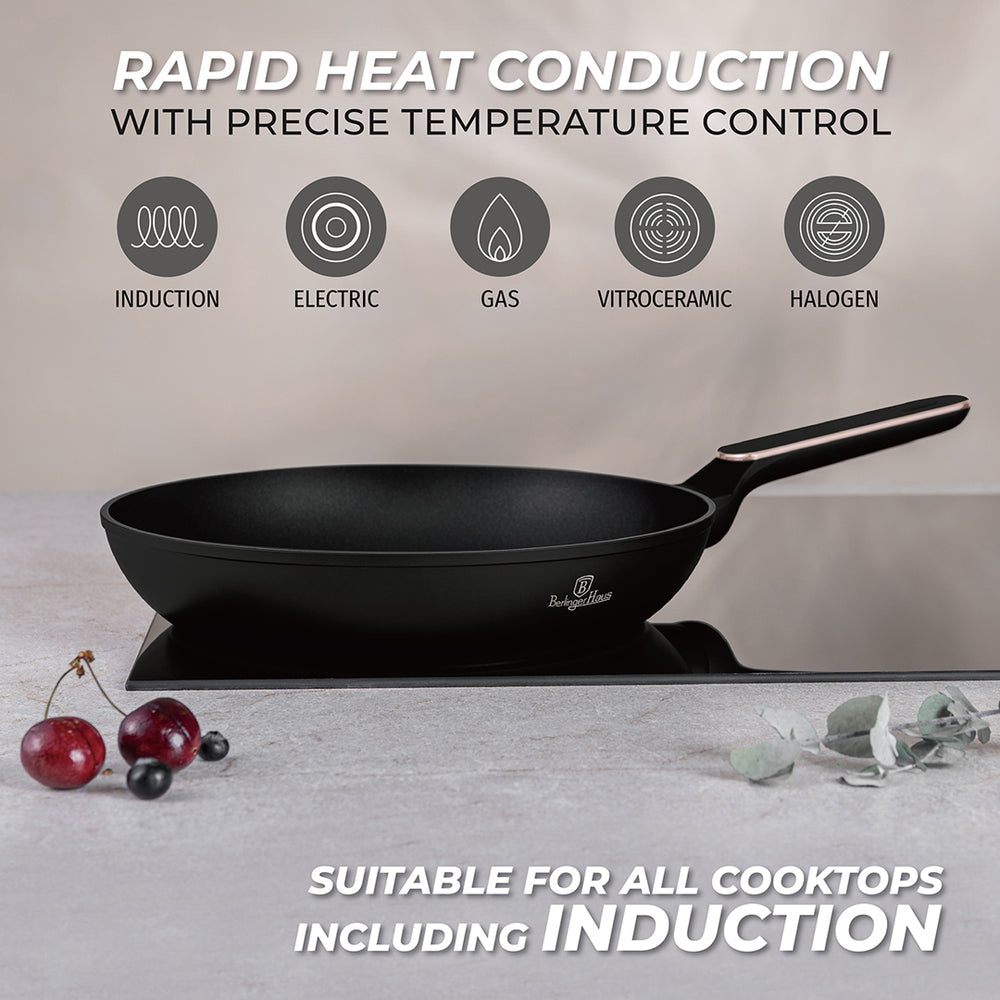 BerlingerHaus Frying Pan Black Rose Gold ø 28 cm - suitable for all heat sources - standard non-stick coating