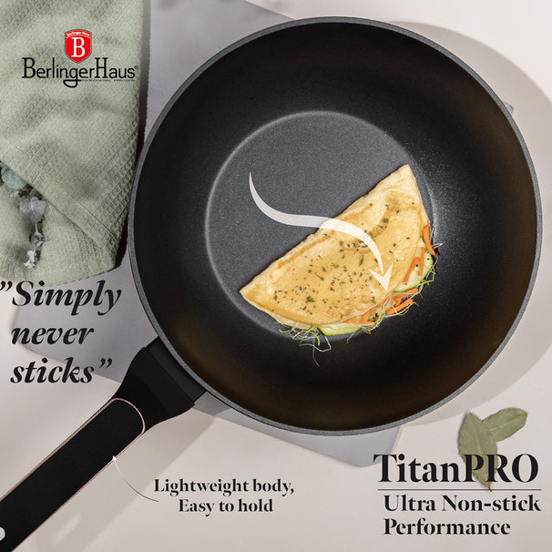 BerlingerHaus Wok Pan Black Rose Gold ø 28 cm - suitable for all heat sources - standard non-stick coating