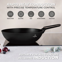 BerlingerHaus Wok Negro Rosado ø 28 cm - adecuado para todas las fuentes de calor - revestimiento antiadherente estándar