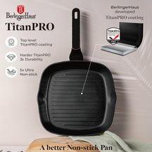 BerlingerHaus Grill Pan Black Rose Gold 28 x 28 cm - suitable for all heat sources - standard non-stick coating