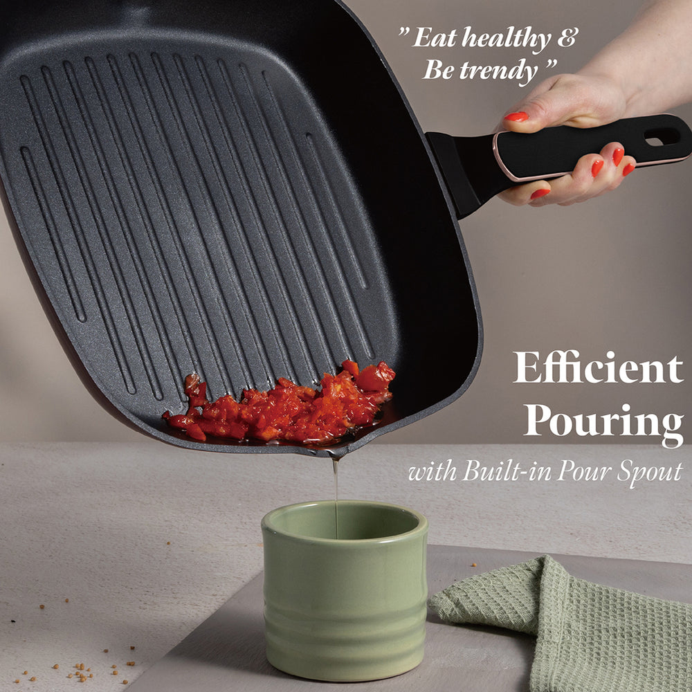 BerlingerHaus Grill Pan Black Rose Gold 28 x 28 cm - suitable for all heat sources - standard non-stick coating