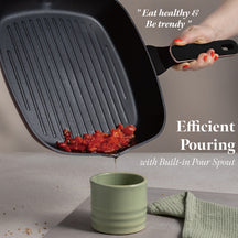 BerlingerHaus Grill Pan Black Rose Gold 28 x 28 cm - suitable for all heat sources - standard non-stick coating