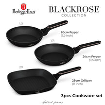 BerlingerHaus Set de Sartenes Negras y Rosadas 3 Piezas - ø 20, 24 & 28 cm - apto para todas las fuentes de calor - recubrimiento antiadherente estándar