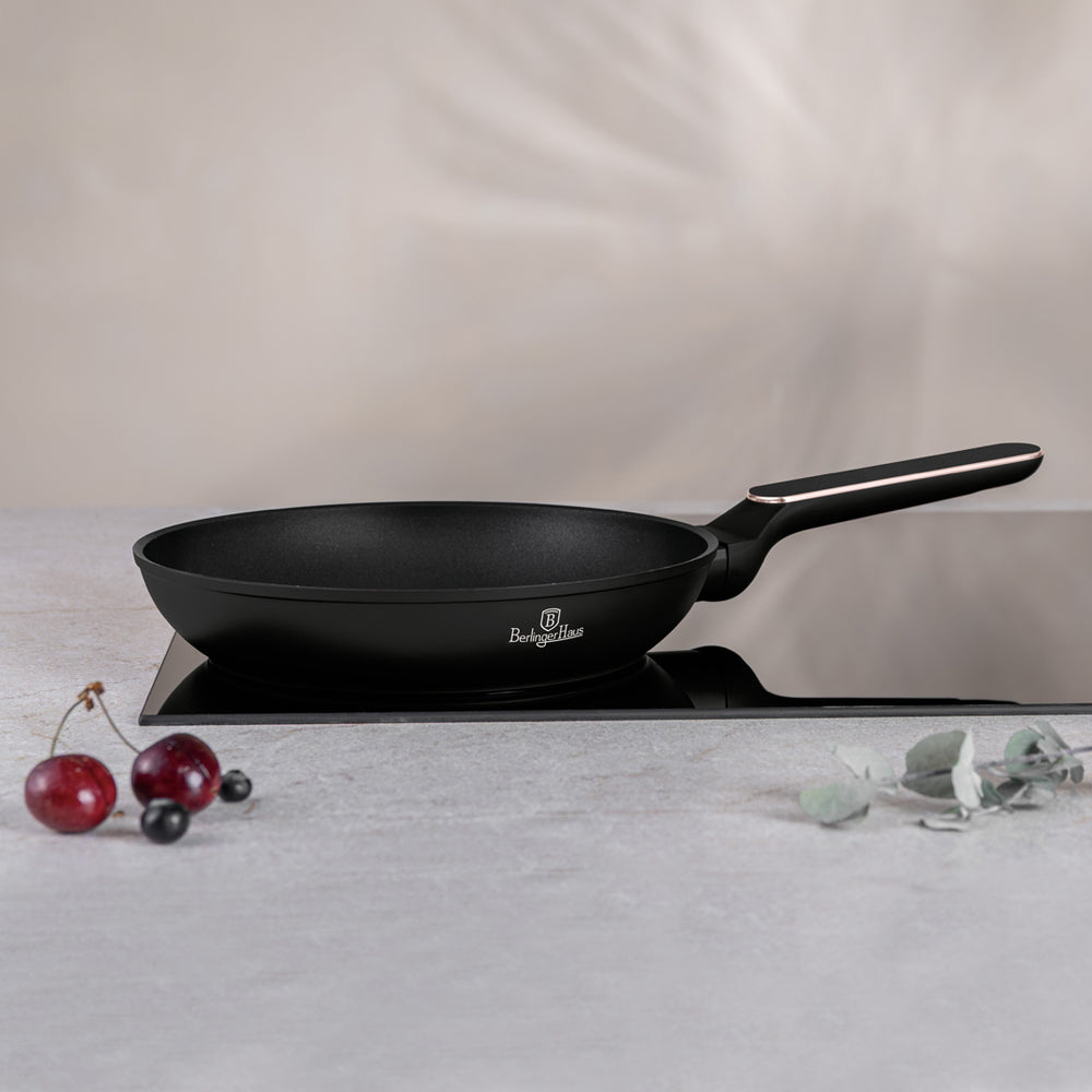 BerlingerHaus Set de Sartenes Negras y Rosadas 3 Piezas - ø 20, 24 & 28 cm - apto para todas las fuentes de calor - recubrimiento antiadherente estándar