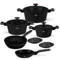 BerlingerHaus Cookware Set Black Rose Gold 7-Piece - Cooking Pot ø 20, 24, 28 cm & Frying Pan ø 20, 24 cm - Suitable for All Heat Sources