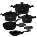 BerlingerHaus Cookware Set Black Rose Gold 7-Piece - Cooking Pot ø 20, 24, 28 cm & Frying Pan ø 20, 24 cm - Suitable for All Heat Sources