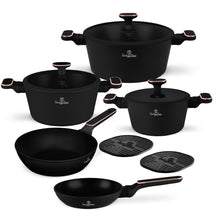 BerlingerHaus Cookware Set Black Rose Gold 7-Piece - Cooking Pot ø 20, 24, 28 cm & Frying Pan ø 20, 24 cm - Suitable for All Heat Sources