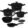 BerlingerHaus Cookware Set Black Rose Gold 7-Piece - Cooking Pot ø 20, 24, 28 cm & Frying Pan ø 20, 24 cm - Suitable for All Heat Sources