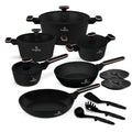 BerlingerHaus Cookware Set Black Rose Gold 11-Piece - Cooking Pot ø 20, 24, 28 cm, Frying Pan ø 24, 28 cm & Saucepan ø 16 cm - Suitable for All Heat Sources