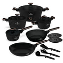 BerlingerHaus Cookware Set Black Rose Gold 11-Piece - Cooking Pot ø 20, 24, 28 cm, Frying Pan ø 24, 28 cm & Saucepan ø 16 cm - Suitable for All Heat Sources