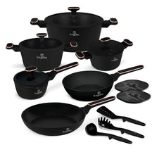BerlingerHaus Cookware Set Black Rose Gold 11-Piece - Cooking Pot ø 20, 24, 28 cm, Frying Pan ø 24, 28 cm & Saucepan ø 16 cm - Suitable for All Heat Sources