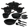 BerlingerHaus Cookware Set Black Rose Gold 11-Piece - Cooking Pot ø 20, 24, 28 cm, Frying Pan ø 24, 28 cm & Saucepan ø 16 cm - Suitable for All Heat Sources