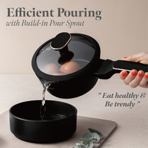 BerlingerHaus Cookware Set Black Rose Gold 11-Piece - Cooking Pot ø 20, 24, 28 cm, Frying Pan ø 24, 28 cm & Saucepan ø 16 cm - Suitable for All Heat Sources