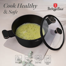BerlingerHaus Cookware Set Black Rose Gold 11-Piece - Cooking Pot ø 20, 24, 28 cm, Frying Pan ø 24, 28 cm & Saucepan ø 16 cm - Suitable for All Heat Sources
