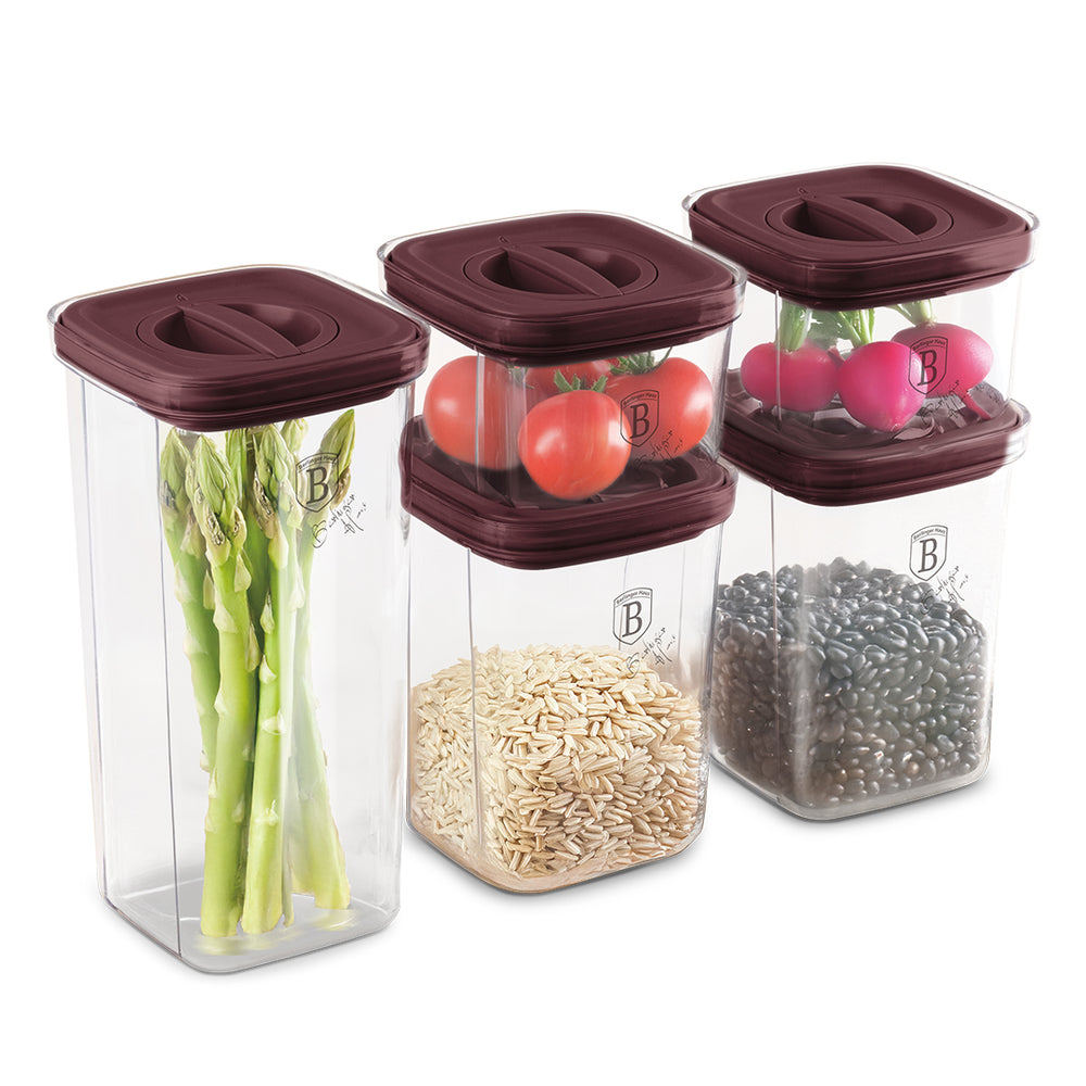 BerlingerHaus Storage Jar Set Matte Bordeaux 5-piece
