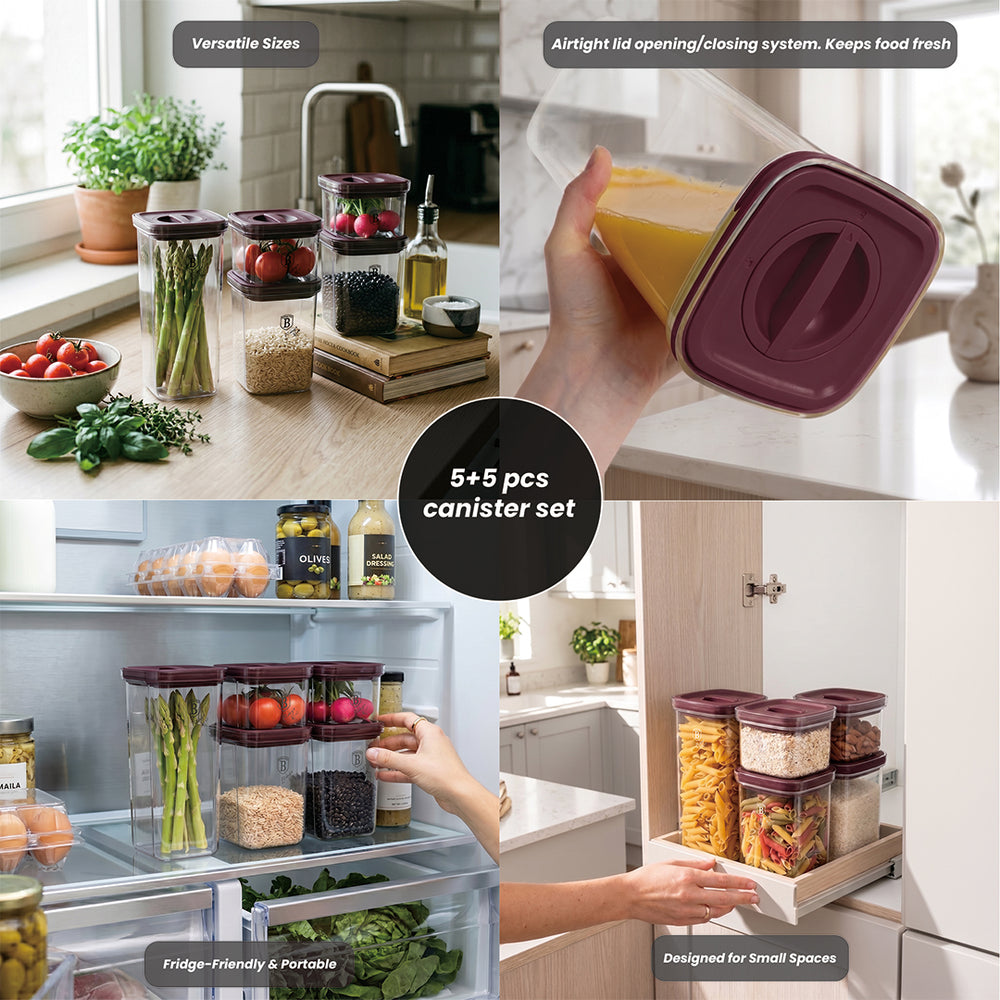 BerlingerHaus Storage Jar Set Matte Bordeaux 5-piece