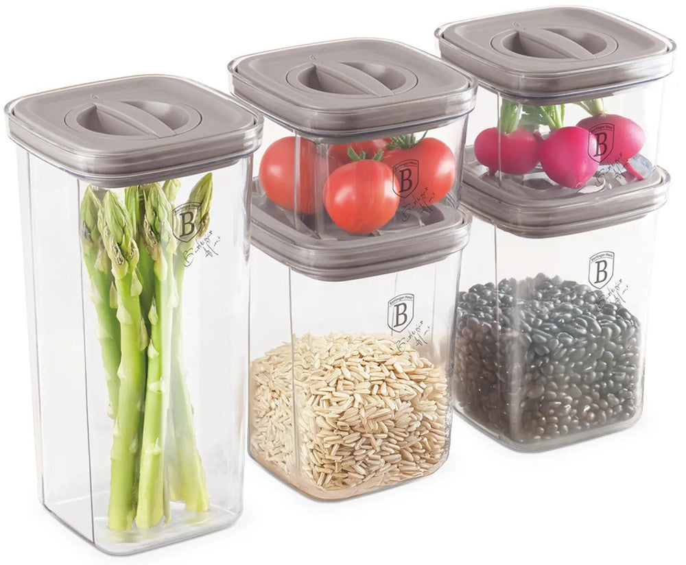 BerlingerHaus Storage Jar Set Taupe 5-piece