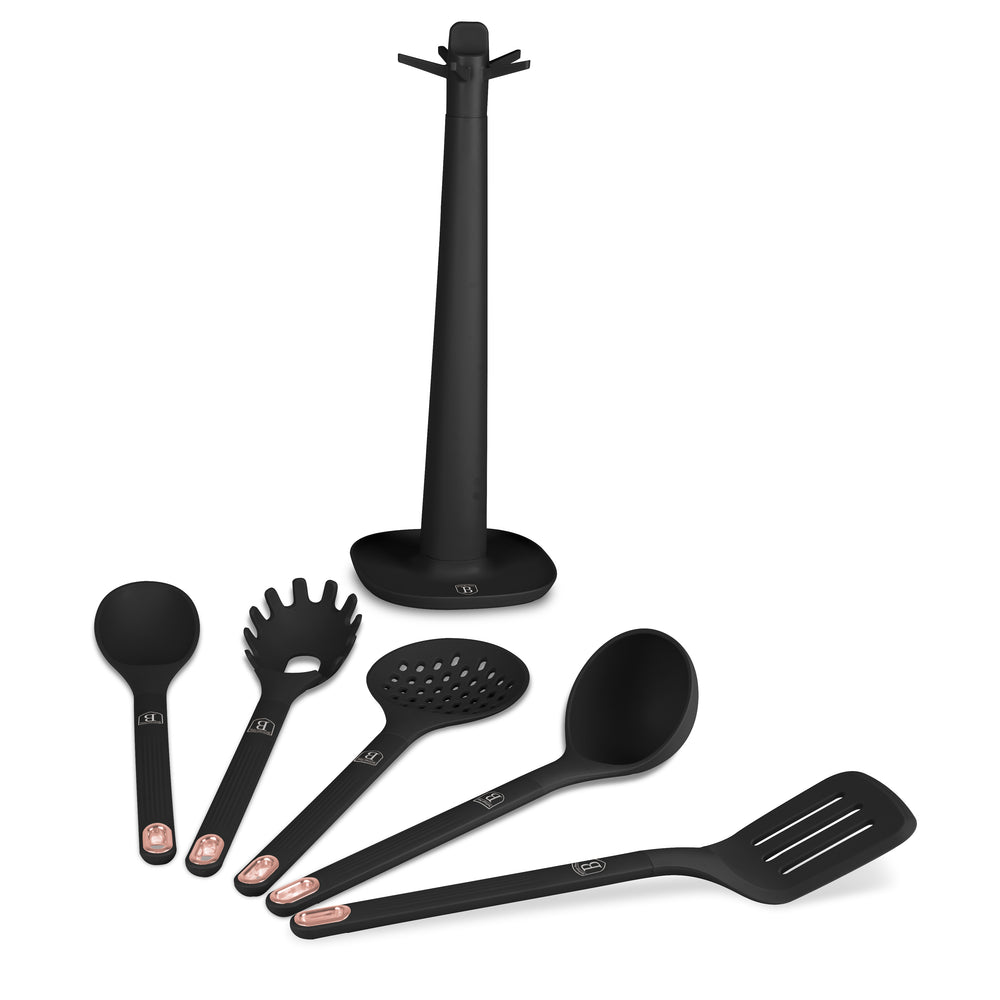 BerlingerHaus Kitchen Utensil Set with Stand Black Rose Gold - Silicone - 6-piece