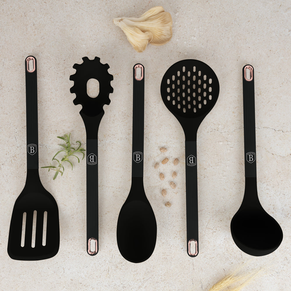 BerlingerHaus Kitchen Utensil Set with Stand Black Rose Gold - Silicone - 6-piece