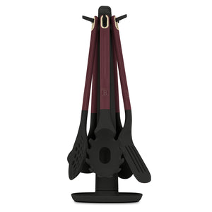 BerlingerHaus Kitchen Utensil Set with Rotating Stand Matte Bordeaux - Silicone - 6-Piece