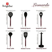 BerlingerHaus Kitchen Utensil Set with Rotating Stand Matte Bordeaux - Silicone - 6-Piece