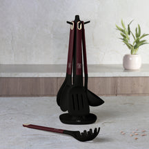 BerlingerHaus Kitchen Utensil Set with Rotating Stand Matte Bordeaux - Silicone - 6-Piece