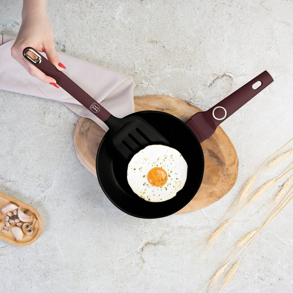 BerlingerHaus Kitchen Utensil Set with Rotating Stand Matte Bordeaux - Silicone - 6-Piece