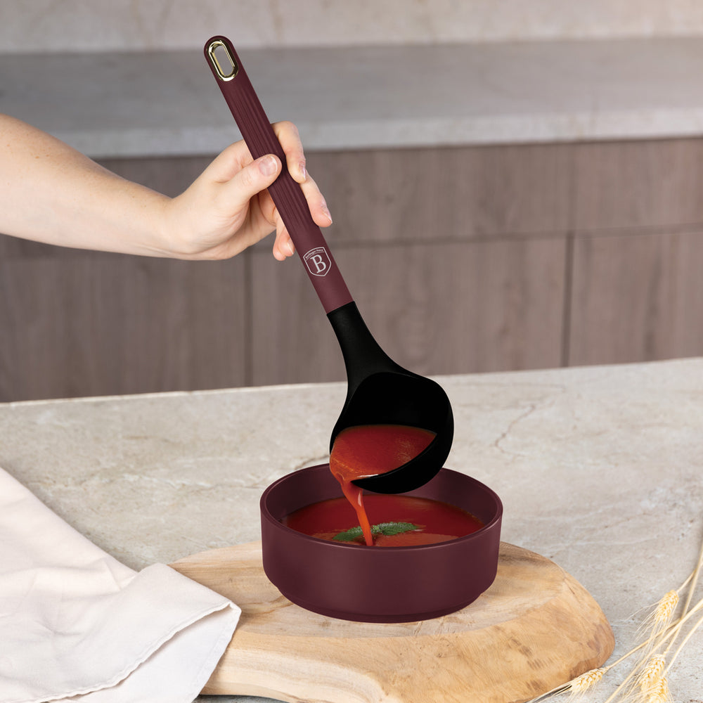 BerlingerHaus Kitchen Utensil Set with Rotating Stand Matte Bordeaux - Silicone - 6-Piece
