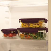 BerlingerHaus Glass Food Storage Containers Matte Bordeaux - 3-piece - 570 ml, 840 ml & 1.18 Liter