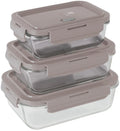 BerlingerHaus Glass Food Storage Containers Taupe - 3-piece - 570 ml, 840 ml & 1.18 Liter